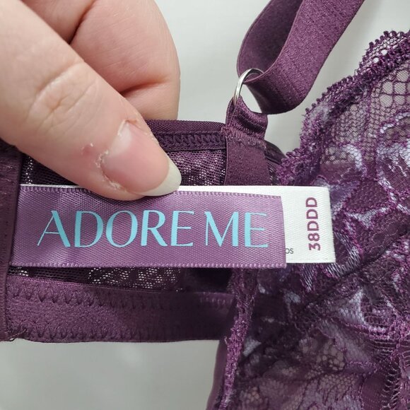 Adore Me LP2252 Purple Semi Sheer Lined Lace Cup Underwire Full Figure Bra 38DDD - Picture 4 of 5